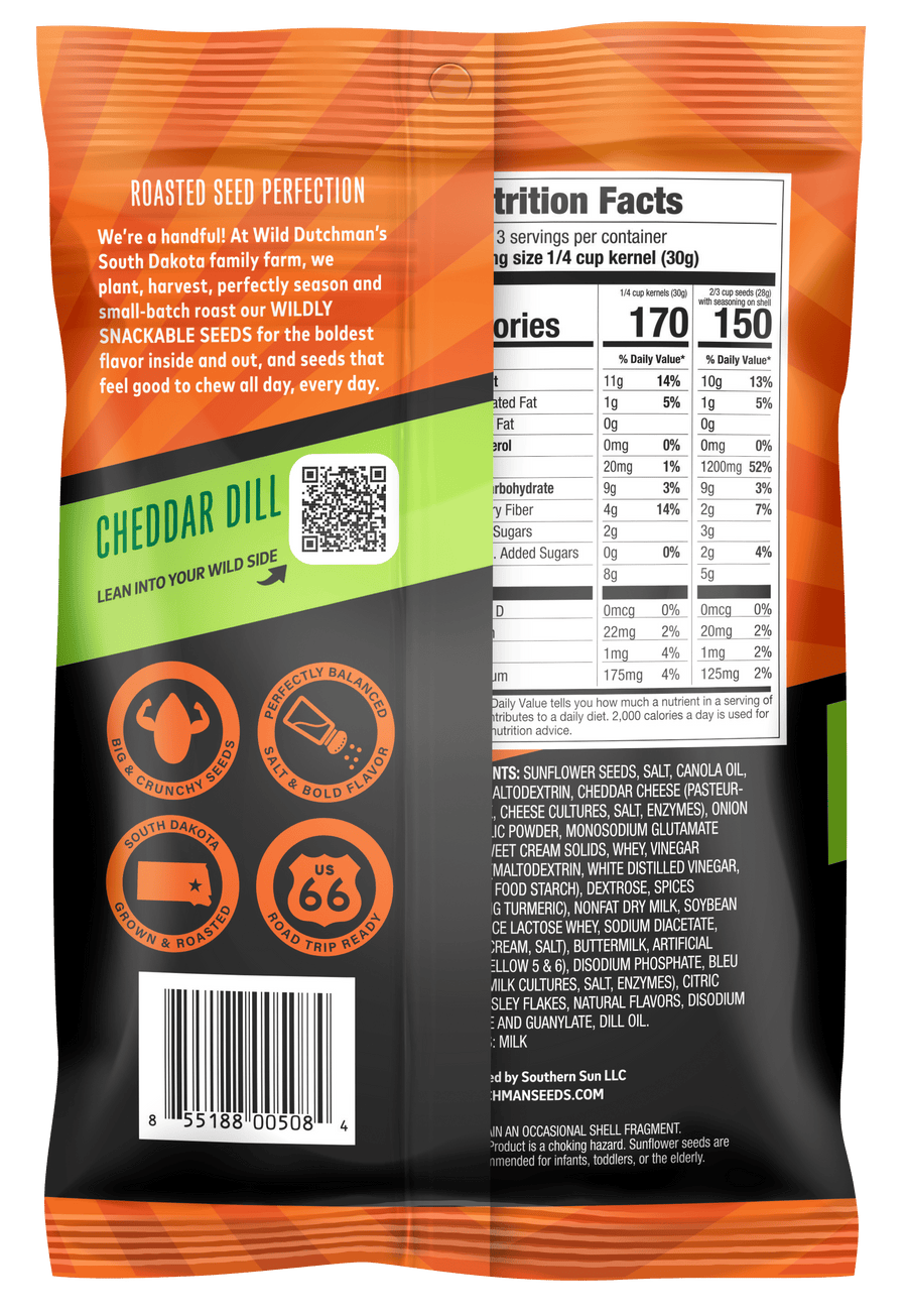 Cheddar Dill Flavored Sunflower Seeds • 5.5 OZ 12 pack